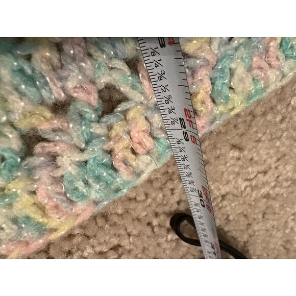 Handmade Pastel Crochet Baby Blanket Multicolored‎ Yarn Approx 29”x30” Soft Cozy - Picture 3 of 4